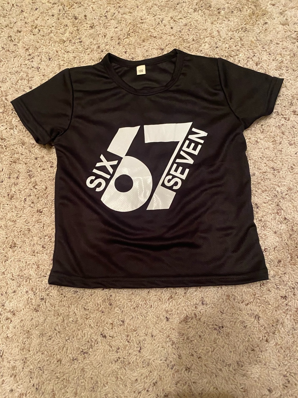 SHEIN NWT Black Short Sleeve Tee with White 'Six Seven' Graphic